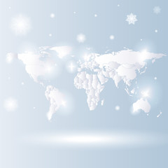 snowy world map vector background