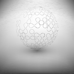 transparent abstract sphere on the gray background