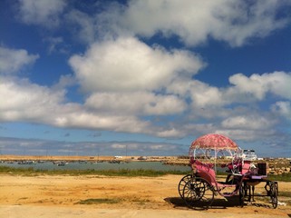 playa con carruaje