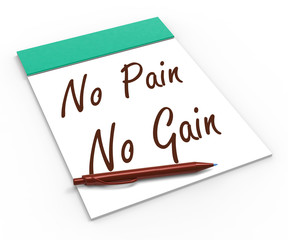 No Pain No Gain Notebook Shows Hard Work Retributions And Motiva