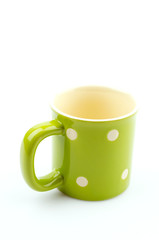 Green mug isolated white background