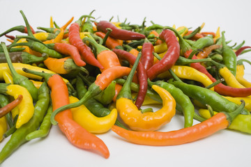 Bunch of colorful hot peppers