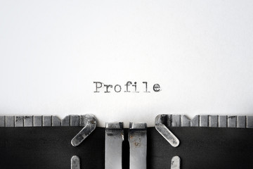 "Profile" written on an old typewriter