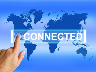 Connected Map Indicates Networking connecting and Internet Commu