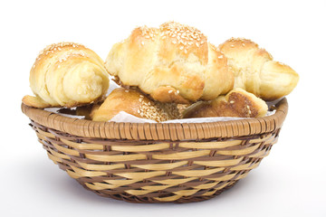 Homemade croissants in basket