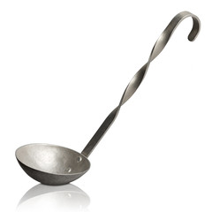 Old soup ladle isolated on white. Clipping path included.