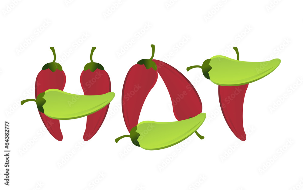 Wall mural hot peppers text sign illustration design