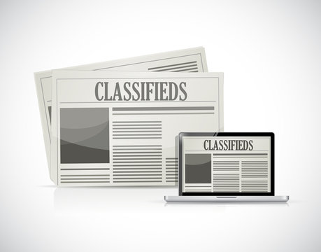 Search For Classifieds On A Computer Illustration