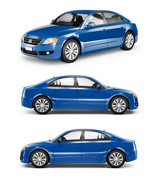 Fototapeta 3D Image of Blue Family Car