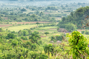 Plantations and tobacco barns at the Vinales Valley in Cuba