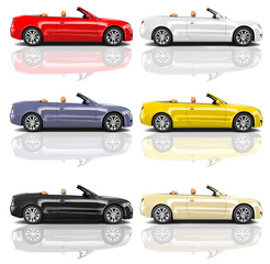 Collection of Multicolored 3D Modern Cars