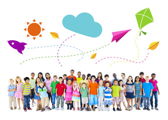 Naklejka premium Large Group of Multiethnic Children Activitie