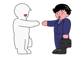 握手しようとするビジネスマン