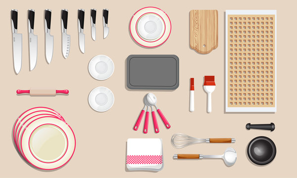 Kitchenware and tool icon set