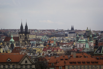 Naklejka na ściany i meble Prague - a general view of the old part of the city