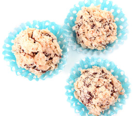 Set of chocolate candies, isolated on white