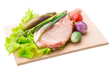 Raw t-bone steak
