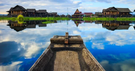 Foto op Plexiglas boat in inle lake, Shan state, Myanmar © lkunl