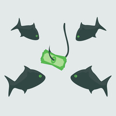 Business shark with money