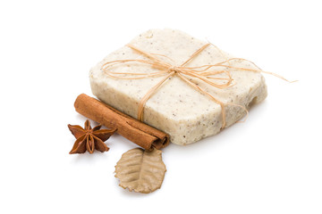 Handmade soap isolated on white background