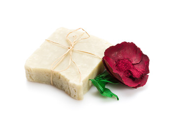 Handmade soap isolated on white background
