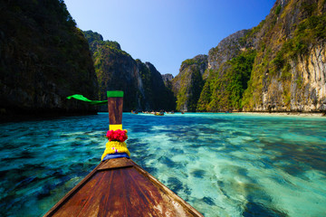 boat in Pileh bay on Koh Phi Phi Leh Island,Thailand