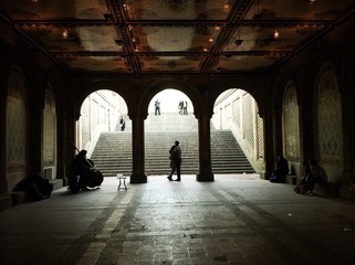 Fiancee on the steps of Bethesda Terrace