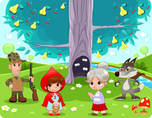 Obraz premium Little Red Hiding Hood scene.