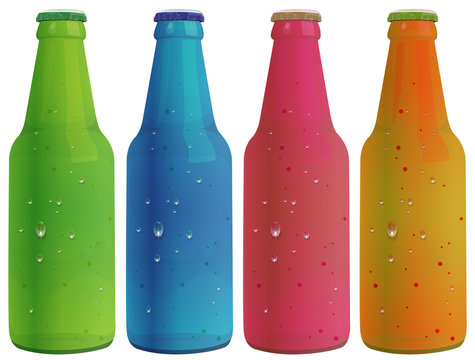Four colorful bottles
