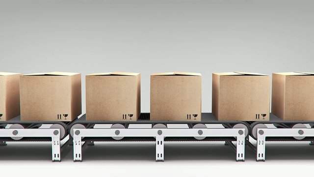 conveyor with carton's animation