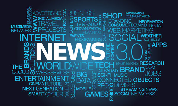 News 3.0 media press wiki words tag cloud illustration