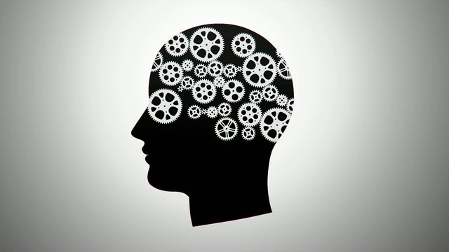 silhouette of a person with gears