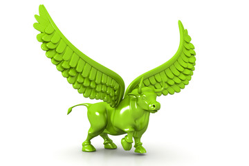 Business bull with wings