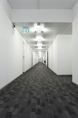 Interior, modern building, long corridor