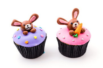 Easter cupcakes isolated white background