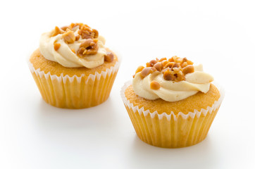 Nuts cupcake isolated on white background