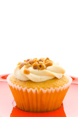 Nuts cupcake isolated on white background