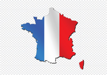 Map and  flag of France , French Republic