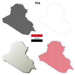 Blank detailed outline maps of Iraq
