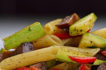Pasta with shrimps, herbs and mashrooms