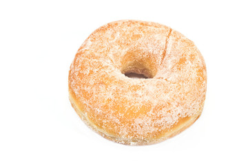 Donut powdered with suger isolated on white