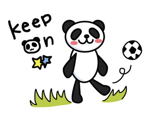 "Keep on" サッカーパンダ　ベクターイラスト