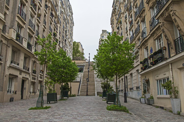 Paris, France. Picturesque street on the Montmartre hill