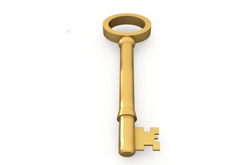 Digitally generated shiny gold key