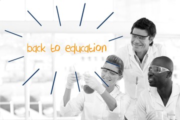 Back to education against scientists working in laboratory