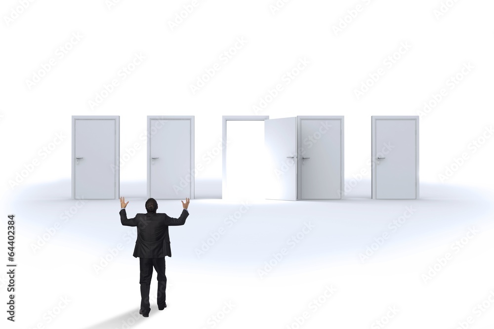 Poster composite image of gesturing businessman
