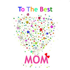 Mother's day greeting card template with flowers heart