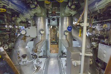 narrow corridor of ancient submarine