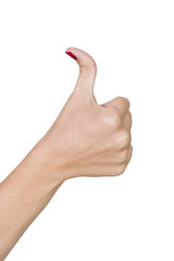 white woman thumbs up