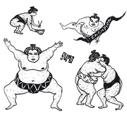 Sumo wrestlers Set